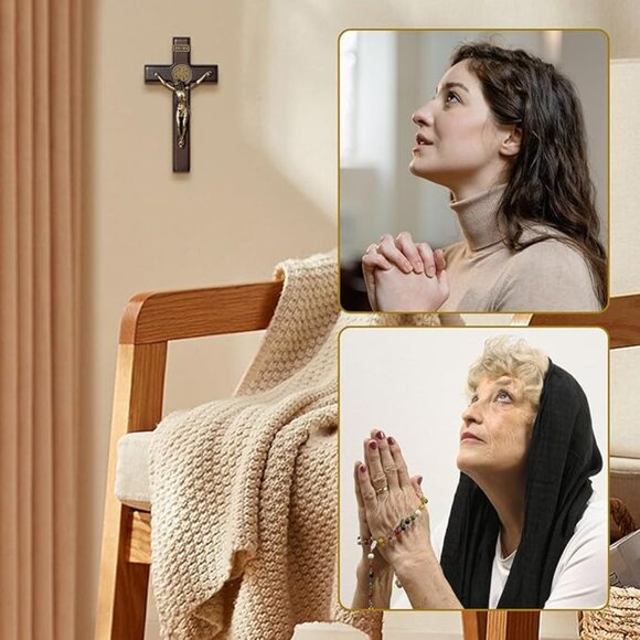 Wood Jesus Christ Wall Hanging Cross Crucifix for Table or Wall Home Decoration - Picture 3 of 6